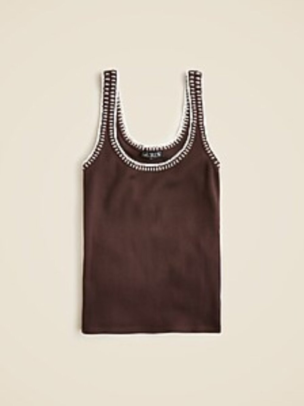 Vintage rib tank with contrast stitch in inky espresso XXS